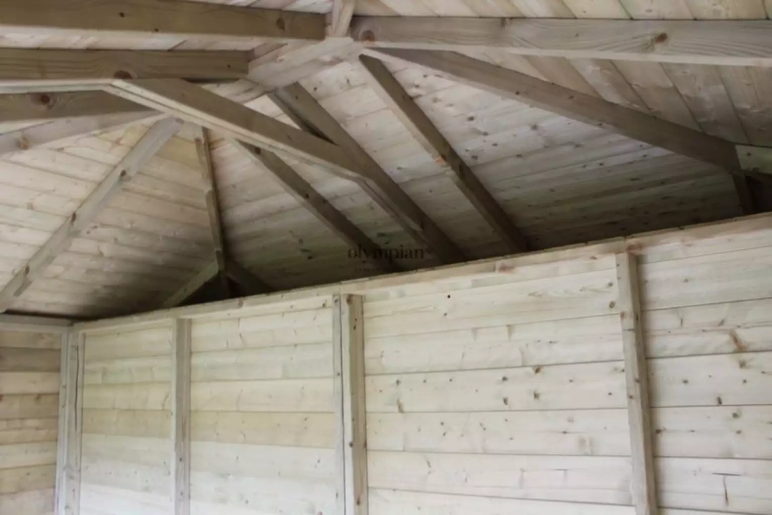 internal view of hipped roof summerhouse