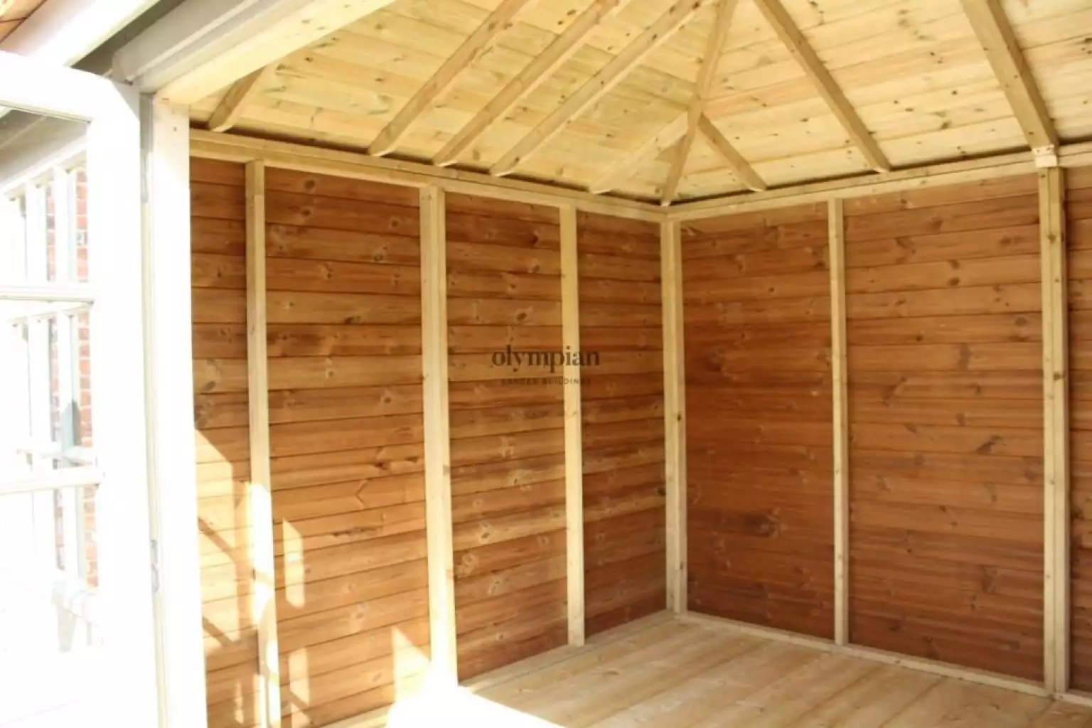 Internal view of hipped roof summerhouse