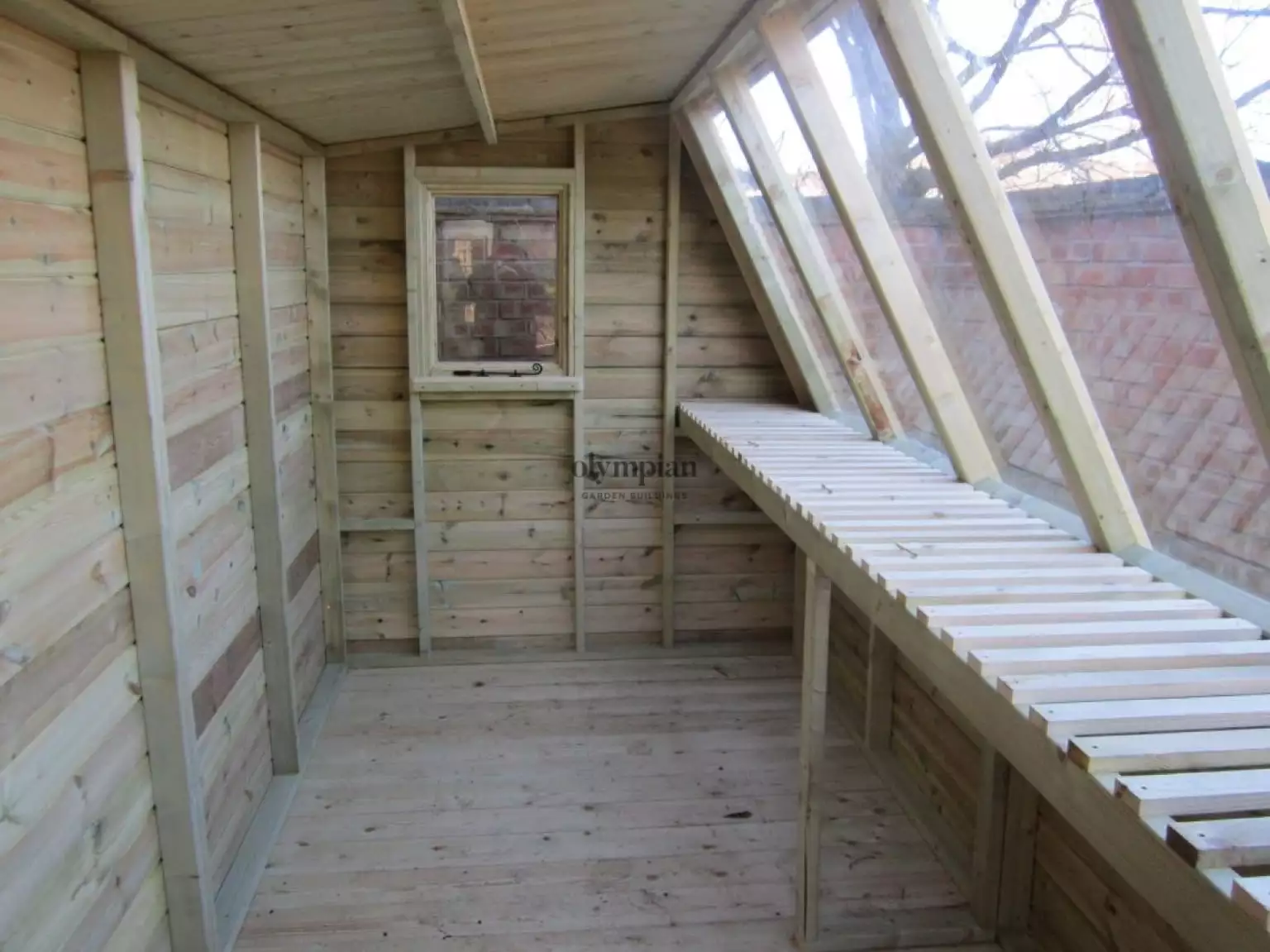 Solar Potting Shed internal view with additional window