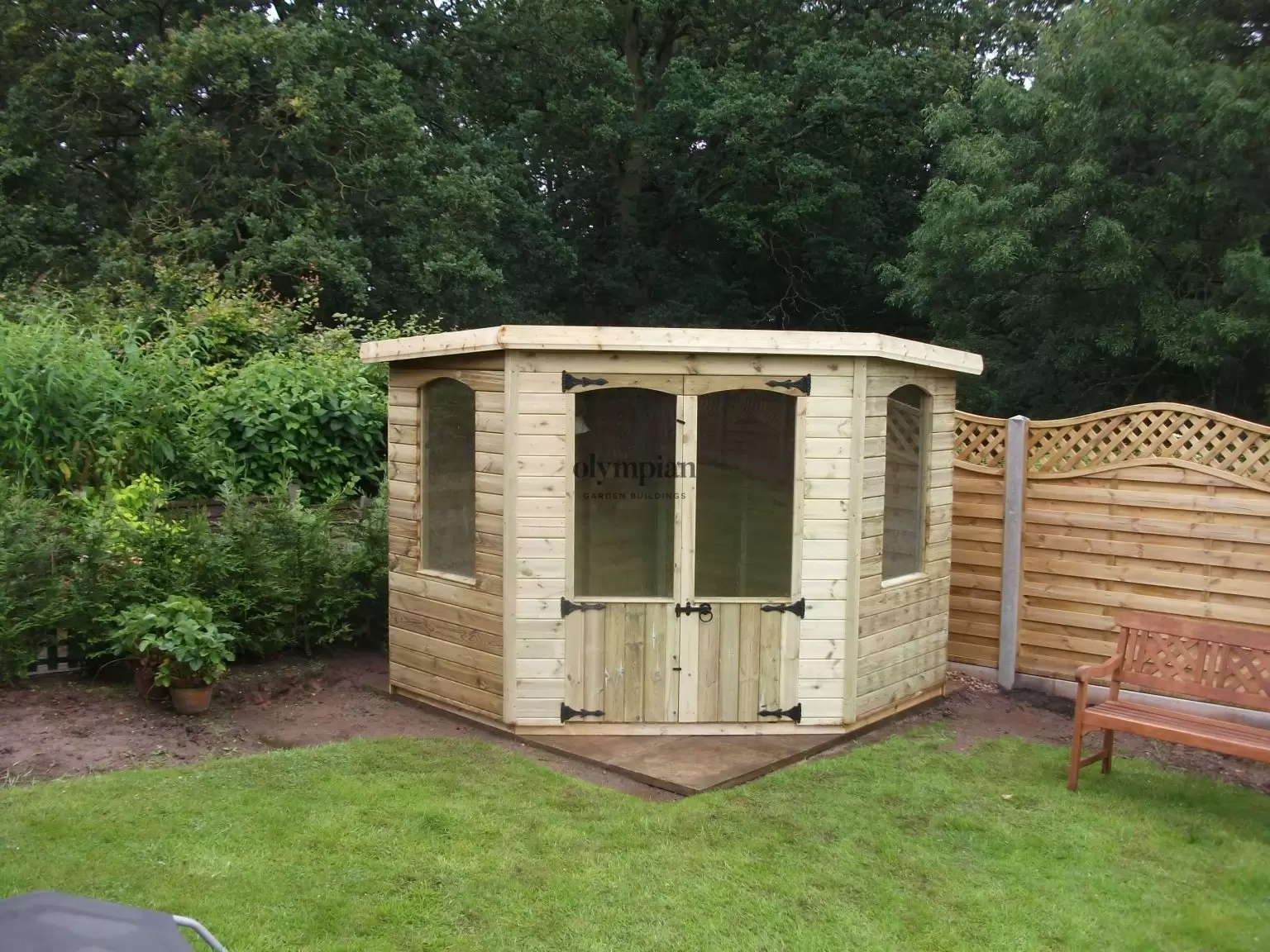 Corner Summerhouse with Pent Roof